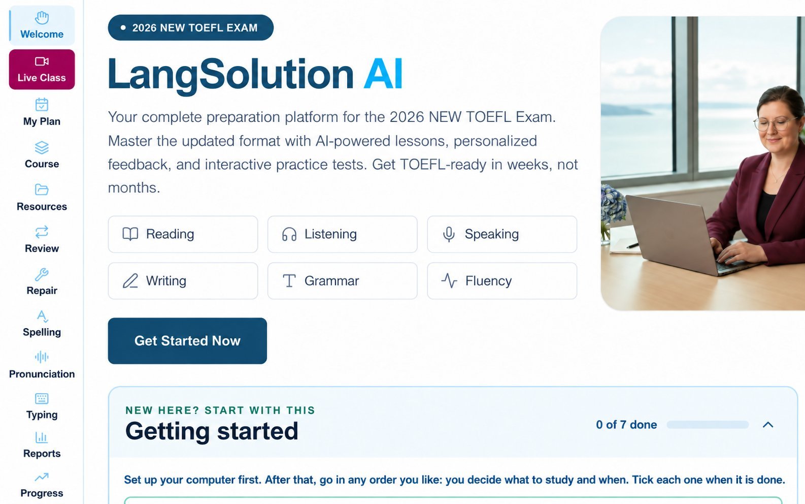 The LangSolution TOEFL platform